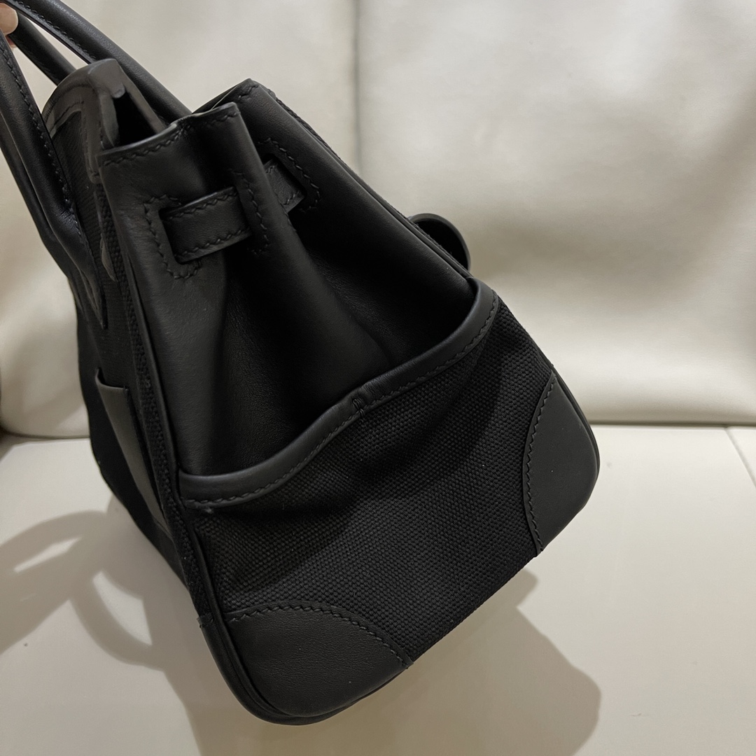 에르메스 버킨백25 스위프트 카고 캔버스 블랙 은장